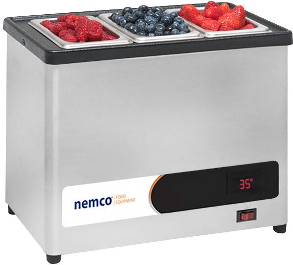 Nemco - 120V Countertop Cold Condiment Chiller with 1/3 Size Food Pan and Clear Hinged Lid - 9020-1