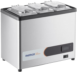 Nemco - 120V Countertop Cold Condiment Chiller with Three 1/9 Size Food Pan and Clear Lid - 9020-3