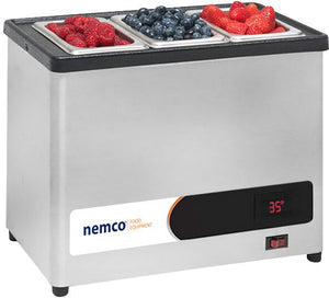 Nemco - 120V Countertop Cold Condiment Chiller with Two 1/6 Size Food Pan and Clear Hinged Lid - 9020-2