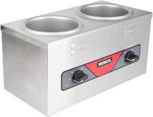 Nemco - 220V 4 QT Double Well Countertop Food Warmer with Insets, Cover and Ladle - 6120A-ICL