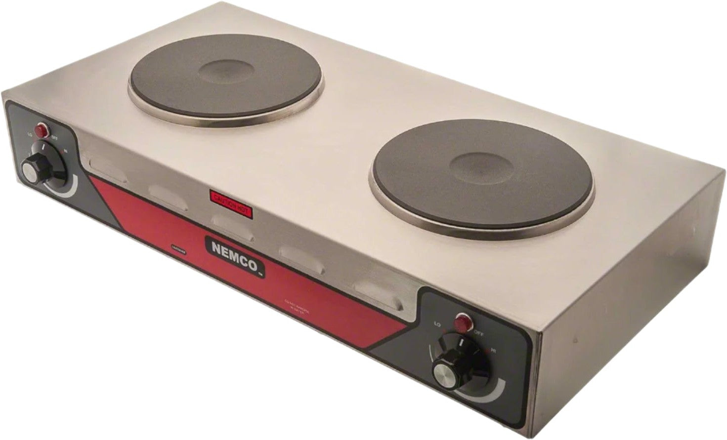 Nemco - 240V Electric Countertop Horizontal Hot Plate with 2 Solid Burners - 6310-2