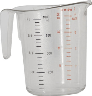 Omcan - 1 QT Clear Polycarbonate Measuring Cup (1000 ml), Pack of 25 - 80572