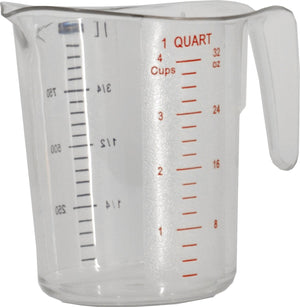 Omcan - 1 QT Clear Polycarbonate Measuring Cup (1000 ml), Pack of 25 - 80572