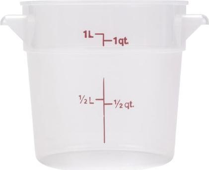 Omcan - 1 QT Translucent Polypropylene Round Food Storage Container, Pack of 50 - 80229