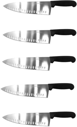 Omcan - 10" Black Handle Greban Cook G-Edge Knife, Pack of 5 - 12172