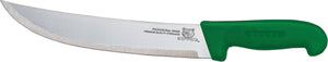 Omcan - 10” Butcher Steak Knife with Green Polypropylene Handle, Pack of 10 - 12215