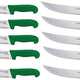 Omcan - 10” Butcher Steak Knife with Green Polypropylene Handle, Pack of 10 - 12215