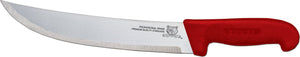 Omcan - 10” Butcher Steak Knife with Red Polypropylene Handle, Pack of 10 - 12220