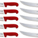 Omcan - 10” Butcher Steak Knife with Red Polypropylene Handle, Pack of 10 - 12220