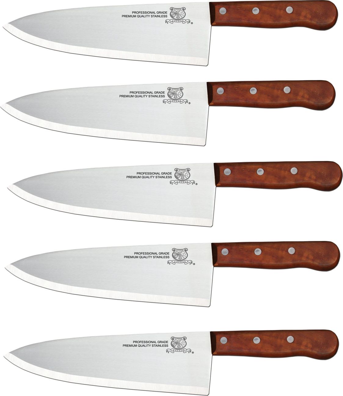 Omcan - 10” Cook's Knife with Wood Handle, Pack of 5 - 11477