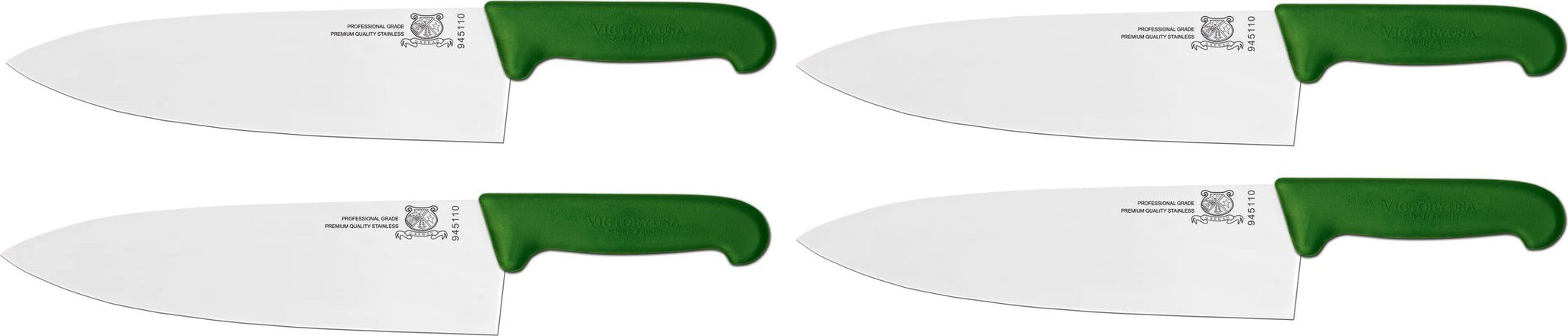 Omcan - 10” Green Super Fiber Handle Medium Cook's Knife, Pack of 4 - 23879