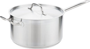 Omcan - 10 QT Stainless Steel Sauce Pan with Helper Handle & Cover, Pack of 2 - 80436