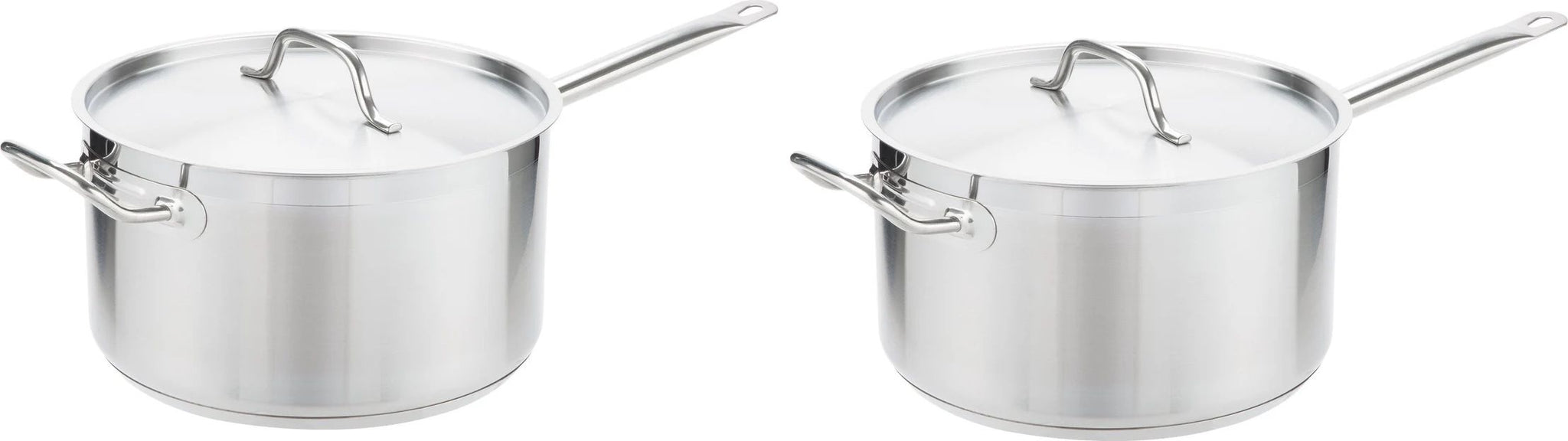 Omcan - 10 QT Stainless Steel Sauce Pan with Helper Handle & Cover, Pack of 2 - 80436