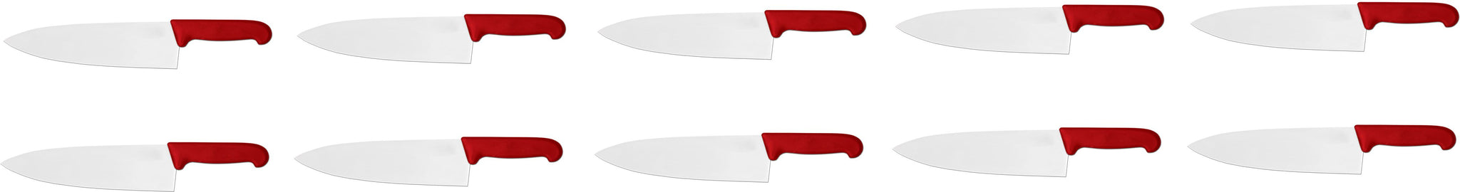 Omcan - 10" Red Handle Greban Medium Blade Cook Knife, Pack of 10 - 12117