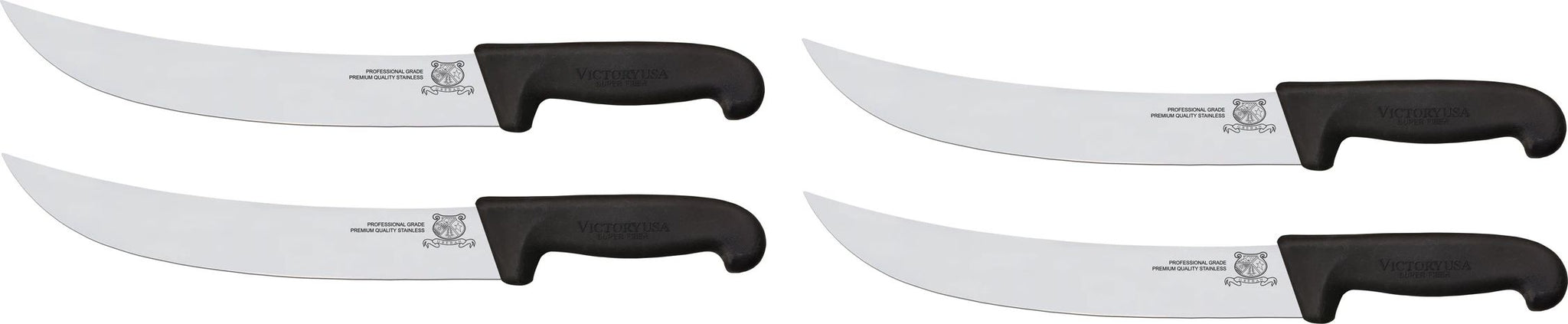 Omcan - 10” Victoria USA Steak Knife with Black Super Fiber Handle, Pack of 4 - 16855