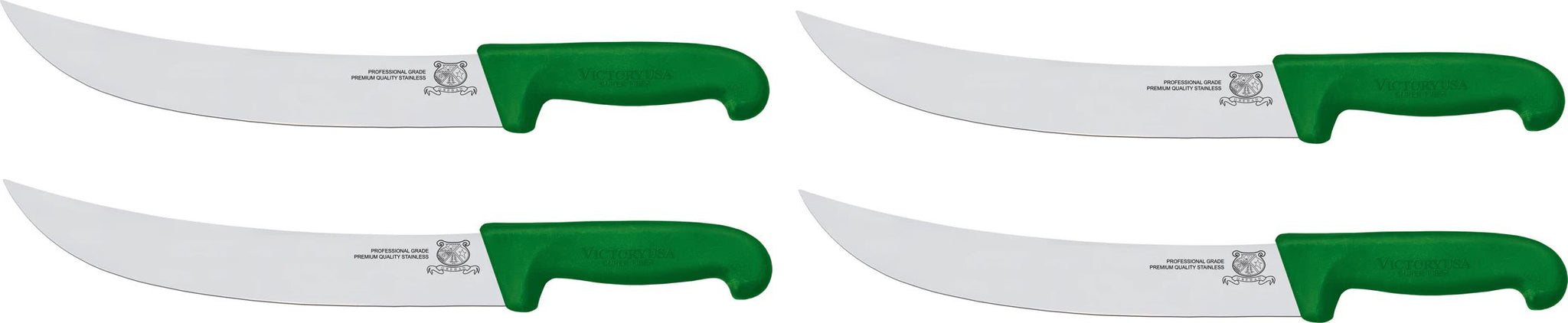 Omcan - 10” Victoria USA Steak Knife with Green Super Fiber Handle, Pack of 4 - 23883