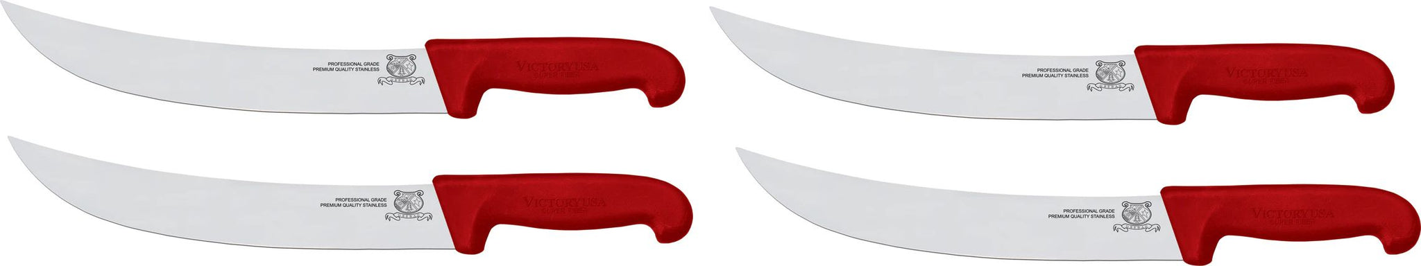 Omcan - 10” Victoria USA Steak Knife with Red Super Fiber Handle, Pack of 4 - 23884