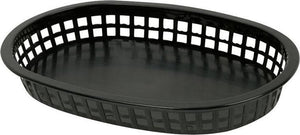 Omcan - 10" x 7" Black Plastic Oval Platter, Pack of 200 - 80355