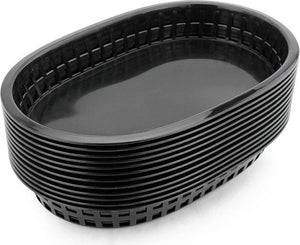 Omcan - 10" x 7" Black Plastic Oval Platter, Pack of 200 - 80355