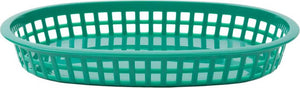 Omcan - 10" x 7" Green Plastic Oval Platter, Pack of 200 - 80354