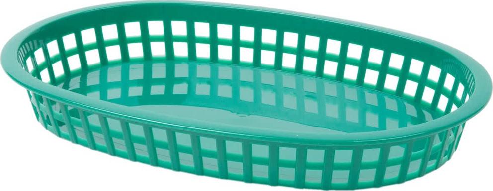 Omcan - 10" x 7" Green Plastic Oval Platter, Pack of 200 - 80354