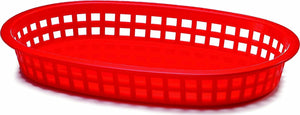 Omcan - 10" x 7" Red Plastic Oval Platter, Pack of 200 - 80356