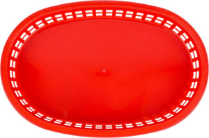 Omcan - 10" x 7" Red Plastic Oval Platter, Pack of 200 - 80356