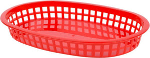 Omcan - 10" x 7" Red Plastic Oval Platter, Pack of 200 - 80356