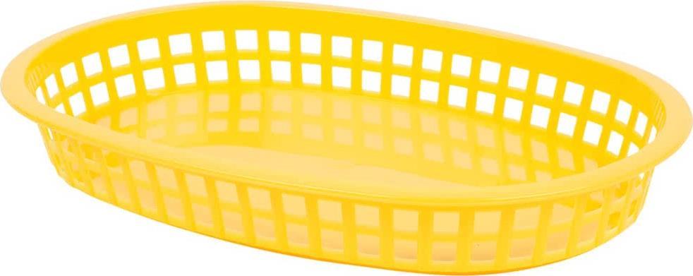 Omcan - 10" x 7" Yellow Plastic Oval Platter, Pack of 200 - 80357