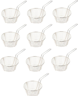 Omcan - 10.5" x 6" #4 Mesh Round Wire Fry Basket (267 x 152 mm), Pack of 10 - 80385