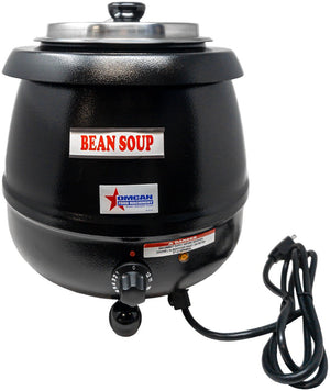 Omcan - 10.6 QT Black Soup Kettle with Metal Lid (10 L) - FW-CN-0010