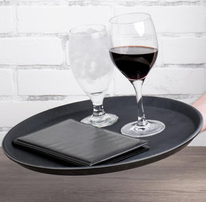 Omcan - 11" Black Round Non-Slip Service Tray (279 mm), Pack of 20 - 80111