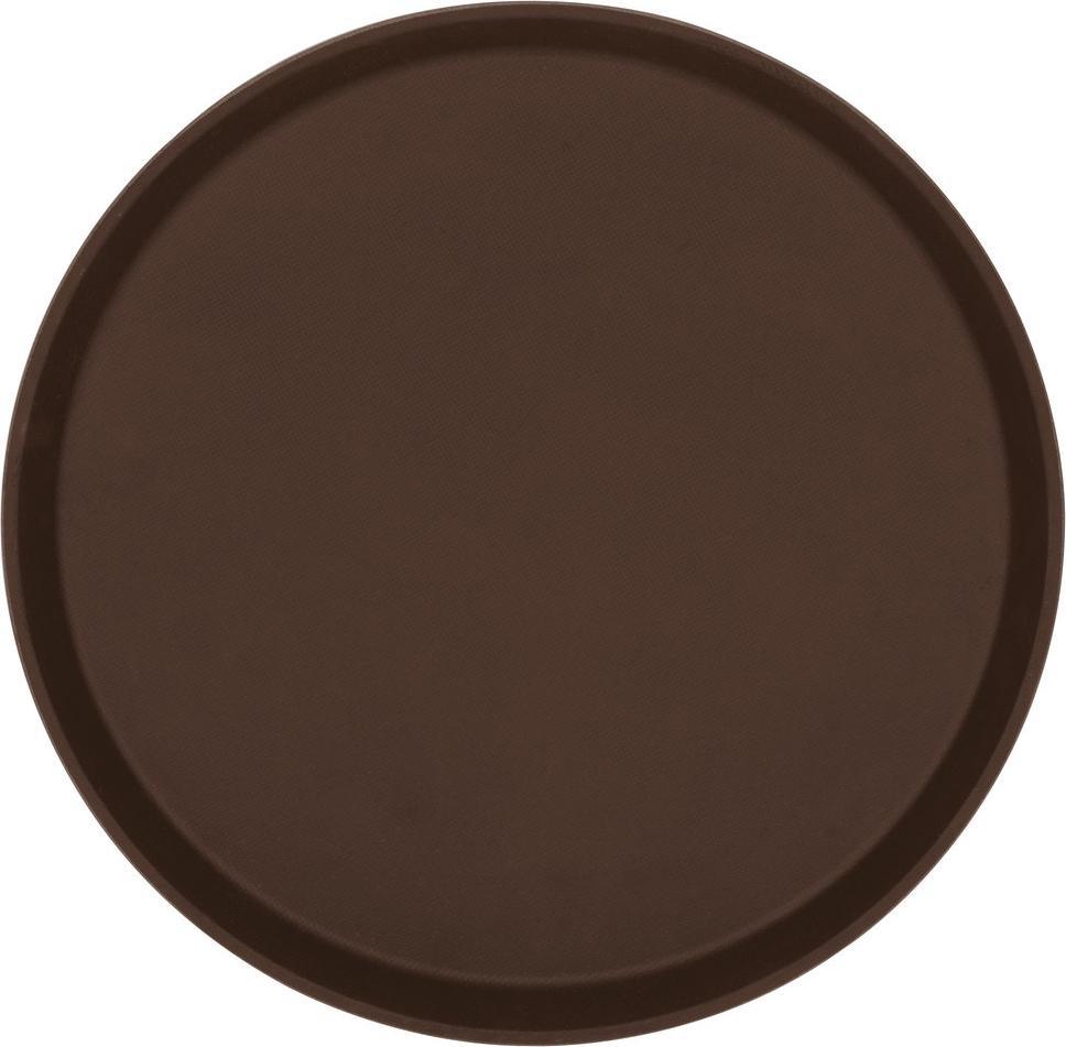 Omcan - 11" Brown Round Non-Slip Service Tray (356 mm), Pack of 20 - 80112