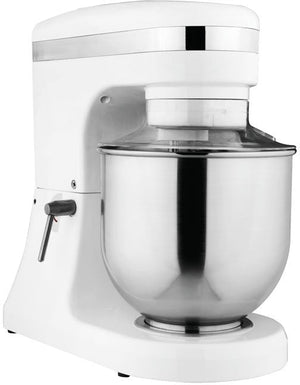 Omcan - 110V, 7-QT White Countertop Planetary Mixer with Guard - MX-CN-0007-HW