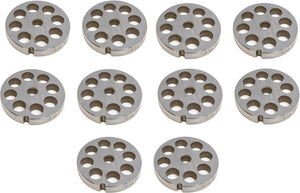 Omcan - #12 (14 mm) Hubless Carbon Steel Meat Grinder Plate, Pack of 10 - 11241