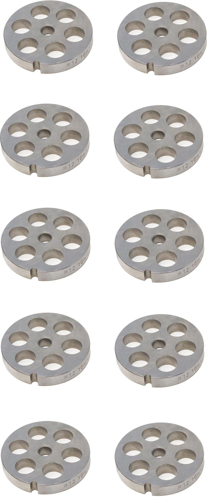 Omcan - #12 (16 mm) Hubless Carbon Steel Meat Grinder Plate, Pack of 10 - 11242