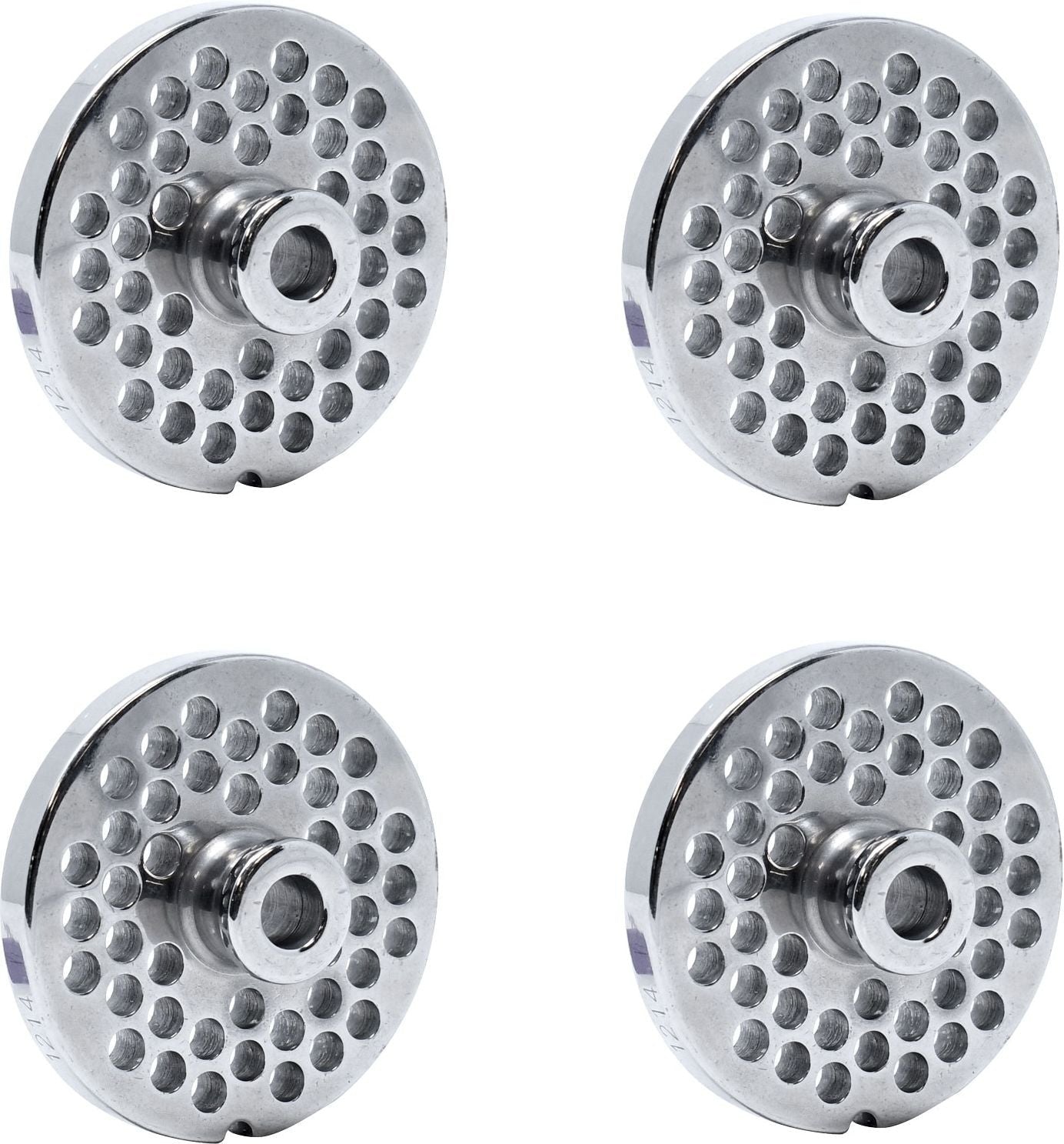 Omcan - #12 (4.8 mm) European-Style Stainless Steel Meat Grinder Plate with Hub, Pack of 4 - 11193