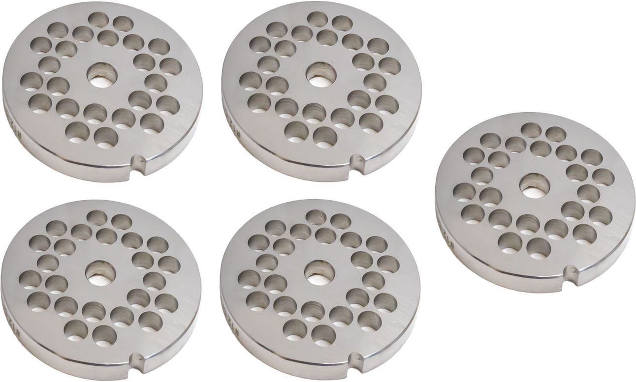 Omcan - #12 (8 mm) Hubless European-Style Stainless Steel Meat Grinder Plate, Pack of 5 - 11216