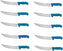 Omcan - 12” Butcher Steak Knife with Blue Polypropylene Handle, Pack of 10 - 12268