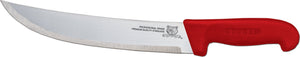 Omcan - 12” Butcher Steak Knife with Red Polypropylene Handle, Pack of 10 - 12279