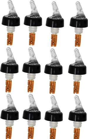 Omcan - 1/2 Oz Clear Spout With Orange Tail Measured Liquor Pourer with Collar, Pack of 5 - 80877