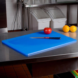 Omcan - 12" x 18" Blue Rigid Cutting Board, Pack of 15 - 41197