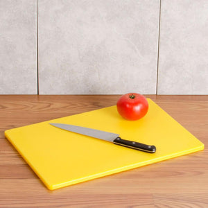 Omcan - 12" x 18" Yellow Rigid Cutting Board, Pack of 15 - 41201