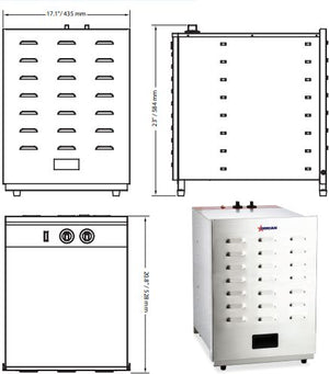 Omcan - 120V, 16 Tray Stainless Steel Food Dehydrator with Thermostat Control and Timer - CE-CN-0016-D