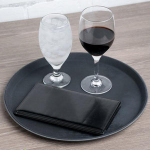 Omcan - 14" Black Round Non-Slip Service Tray (356 mm), Pack of 20 - 80109