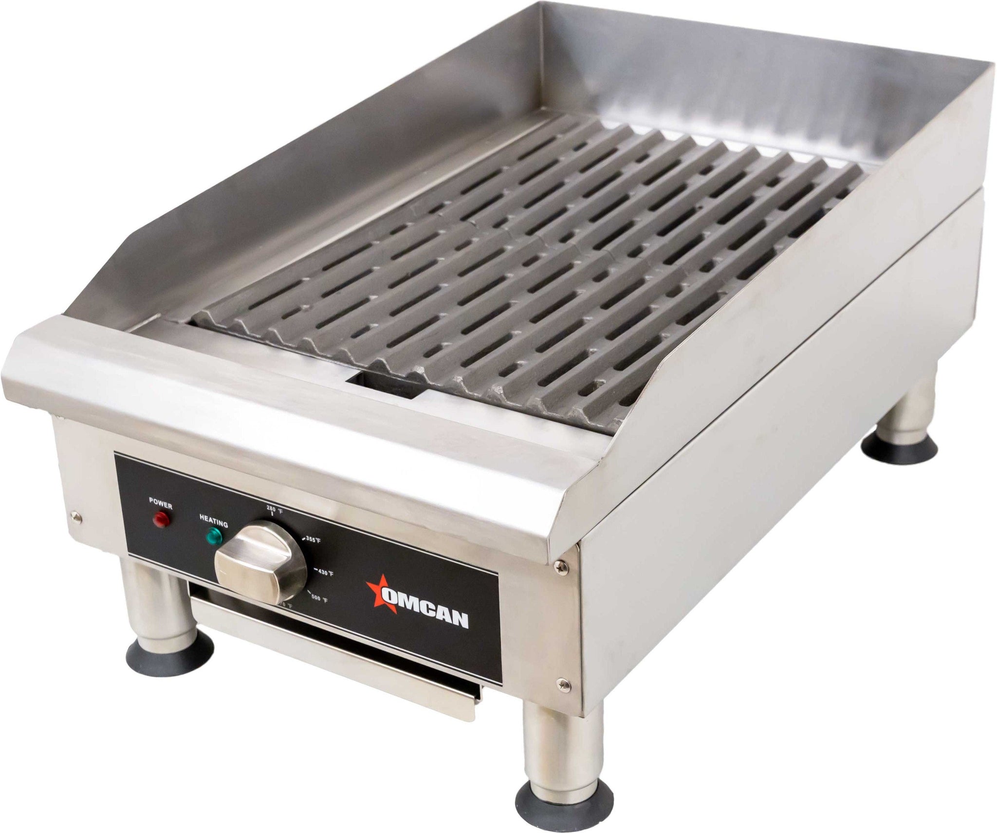 Omcan - 14"x 19" 3.6kW Electric Charbroiler With Grill and Griddle Plate - 49885