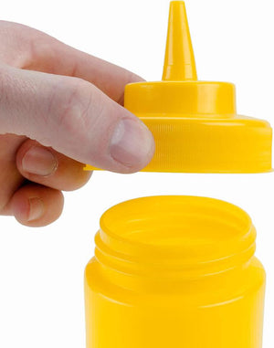 Omcan - 16 oz Yellow Condiment Squeeze Bottles Set of 6 (473 ml), Pack of 15 - 40468