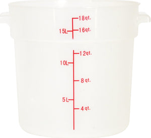 Omcan -18 QT Translucent Polypropylene Round Food Storage Container, Pack of 10 - 80237