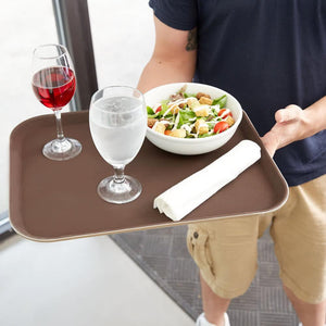 Omcan - 18" x 14" Brown Rectangular Non-Slip Service Tray (457 mm x 356 mm), Pack of 10 - 80116