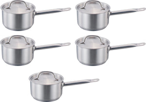 Omcan - 2 QT Stainless Steel Sauce Pan with Cover, Pack of 5 - 80431